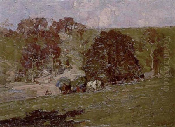 Ploughing The Paddock Oil Painting by William Beckwith Mcinnes