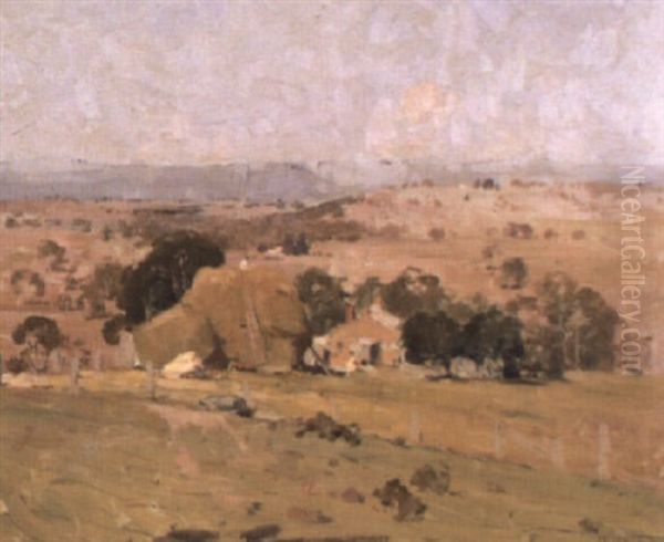 View Of Farmhouse With Haystack Oil Painting by William Beckwith Mcinnes