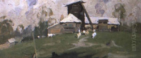 Milking Time, Lucerne Farm Oil Painting by William Beckwith Mcinnes