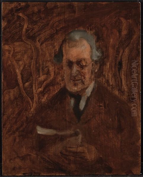 Portrait Of A Man Reading Oil Painting by Raymond McIntyre