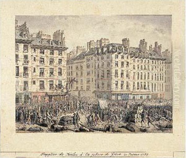 Supplice De Foullon A La Place De Greve, 23 Juillet 1789 Oil Painting by Pierre Gabriel Berthault