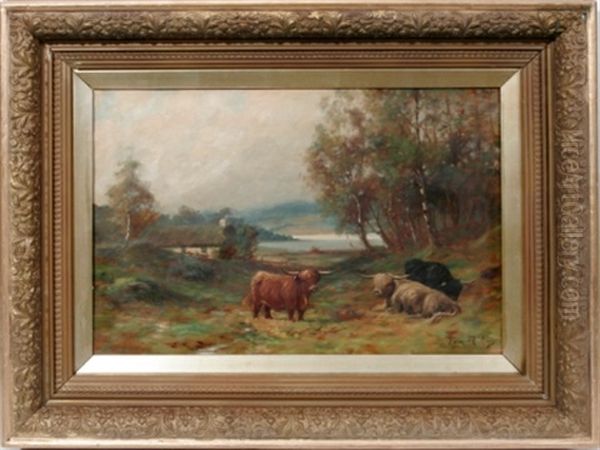 Pastoral Landscape With Cows Oil Painting by Thomas Hill McKay