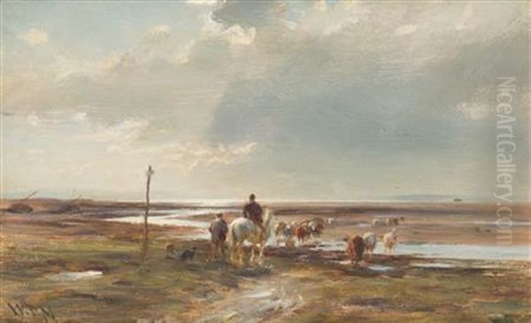 Crossing The Estuary At Low Tide Oil Painting by William Darling McKay