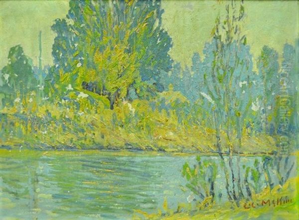 Autumn On The Slough Oil Painting by Charles C. Mckim