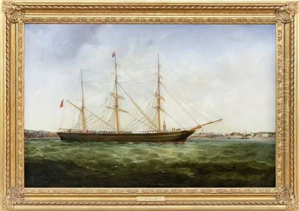 The Barque Margaret Longton At Anchor Off Liverpool Oil Painting by William Kimmins McMinn