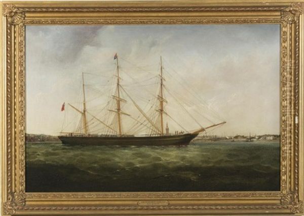 The Barque Margaret Longton At Anchor Off Liverpool Oil Painting by William Kimmins McMinn