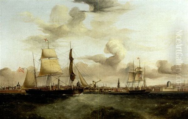 The Barque "orkney Lass" In Liverpool Harbor Oil Painting by William Kimmins McMinn