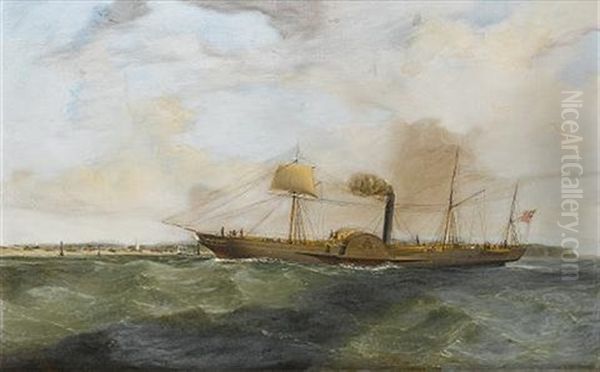 The Inward-bound Paddlesteamer "leinster Lass" Approaching Drogheda Oil Painting by William Kimmins McMinn