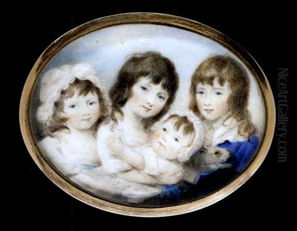 Portrait Of John Ireland Blackburne And His Sisters, Mary, Anna And Elizabeth; Portrait Of Harriet Blackburne Oil Painting by Patrick John McMoreland