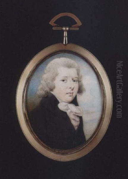 A Gentleman With Powdered Hair, Wearing Dark Grey Coat, Matching Waistcoat And Frilled White Cravat Oil Painting by Patrick John McMoreland