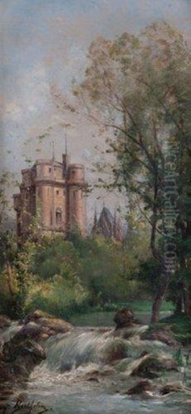 Vue Du Donjon De Vincennes Oil Painting by Eugene Berthelon