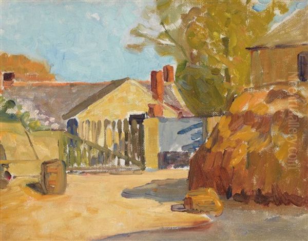 Farm Yard In Brittany Oil Painting by Helen Galloway Mcnicoll