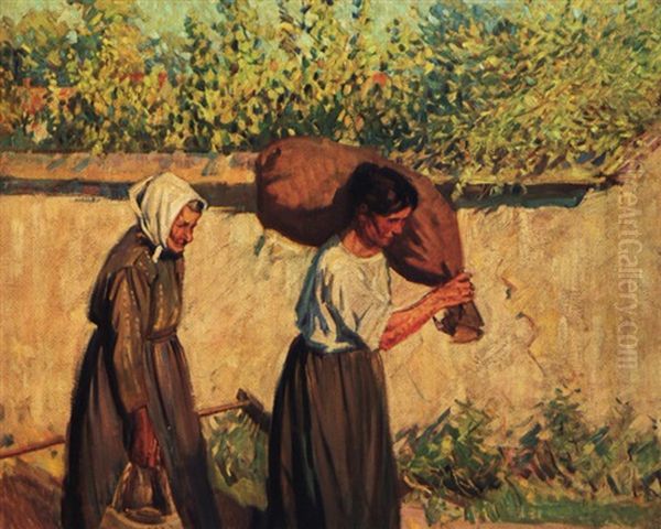 Belgian Peasants Oil Painting by Helen Galloway Mcnicoll