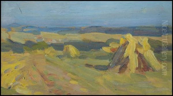 Haystacks (+ Village By The Shore) Oil Painting by Helen Galloway Mcnicoll