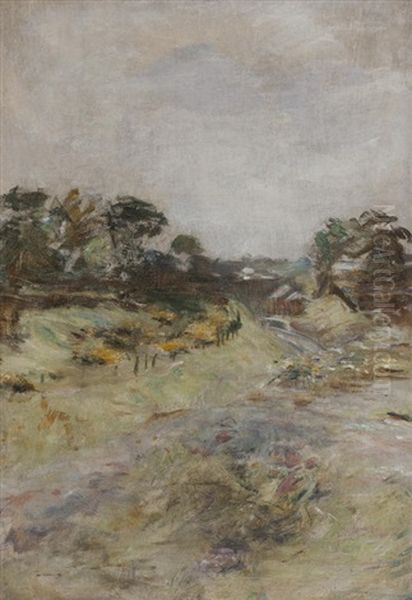 Spring, The Railway Cutting, Broomieknowe Oil Painting by William McTaggart