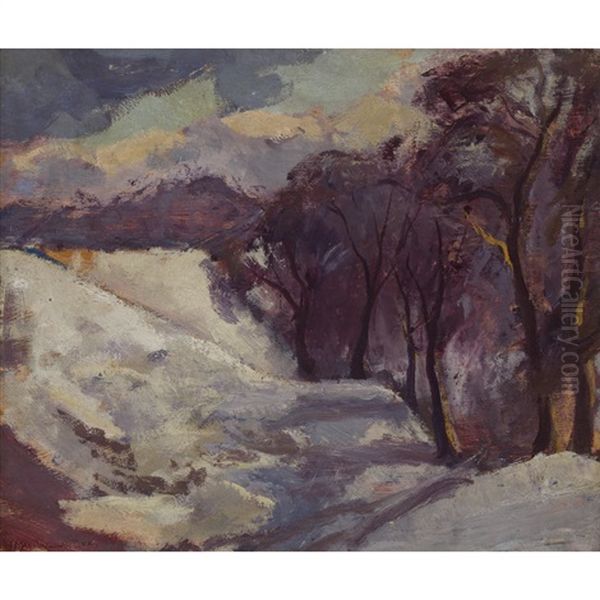 Winter Woodland Oil Painting by William McTaggart