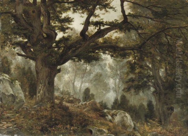 The Forest Of Fontainebleau, France Oil Painting by Eugene Berthelon