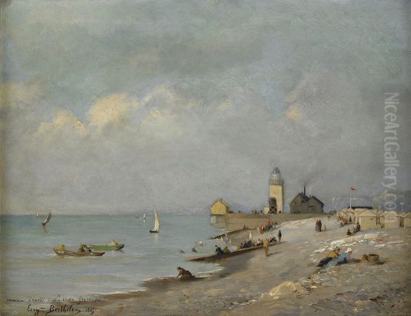 Sur La Plage Oil Painting by Eugene Berthelon