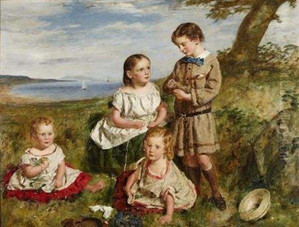 A Group Portrait Of The Children Of The Hon. Lieutenant R.w. Fraser Oil Painting by William McTaggart