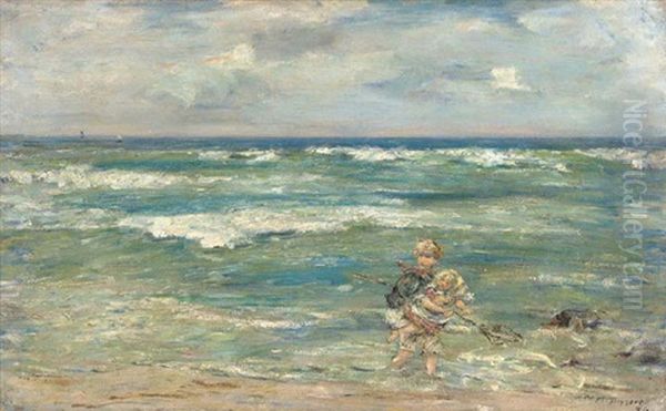 Shrimping, Blustery Weather Oil Painting by William McTaggart