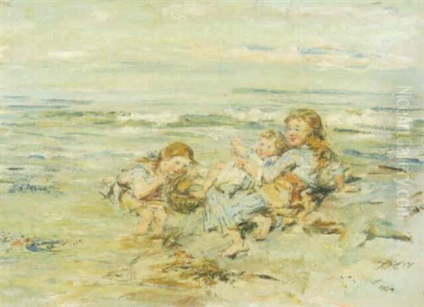 Children Playing On The Beach Oil Painting by William McTaggart