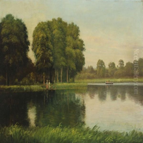 Sommerdag Ved Veringe Oil Painting by Christian Berthelsen