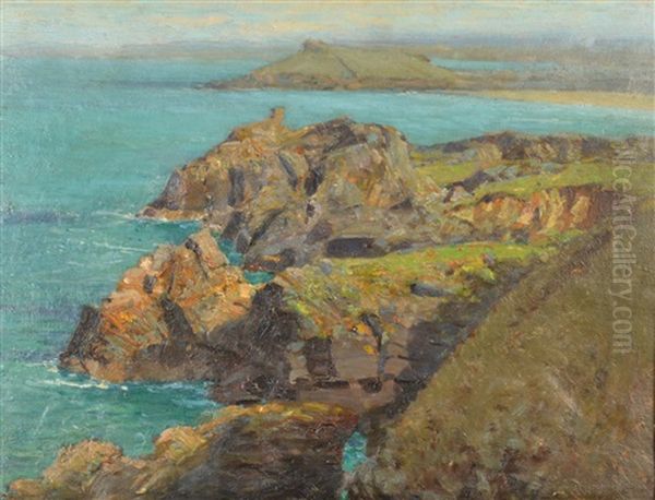 The View To St Ives From Clodgy Point Oil Painting by Arthur Meade