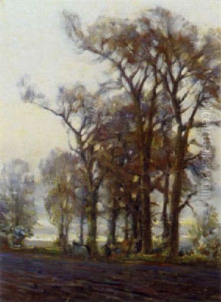 Ploughing Oil Painting by Arthur Meade