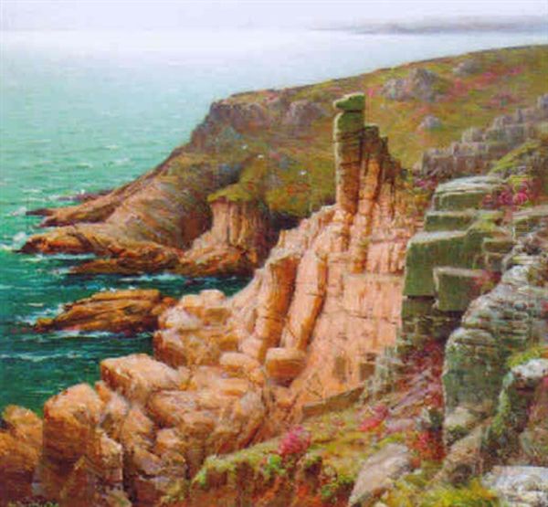 Trewaras Head, St. Ives, Cornwall Oil Painting by Arthur Meade