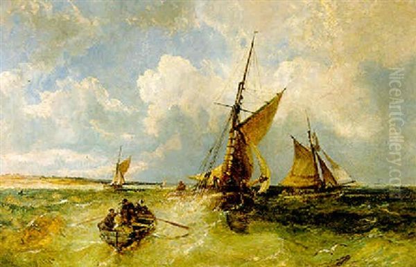 Shipping In Rough Waters Oil Painting by James Meadows Snr