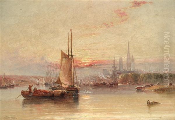 Rouen, Evening Oil Painting by Arthur Joseph Meadows