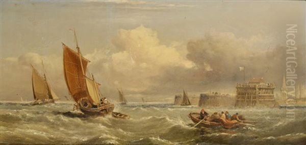 Off Whitby Oil Painting by Arthur Joseph Meadows