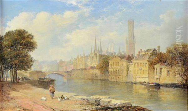 Bruges Oil Painting by Arthur Joseph Meadows