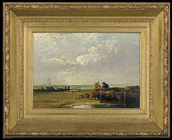 Mussel Gatherers Oil Painting by Arthur Joseph Meadows