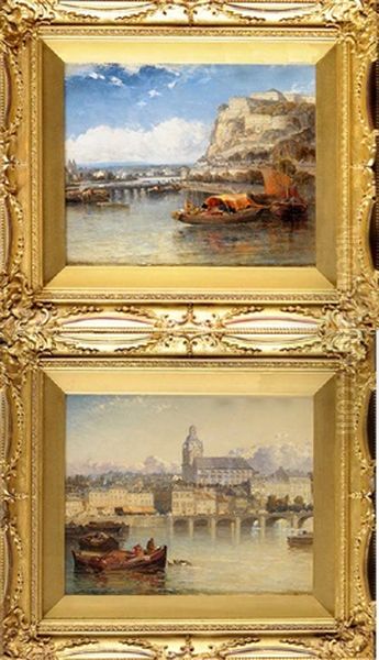 French Harbour Scenes (2 Works) Oil Painting by Arthur Joseph Meadows