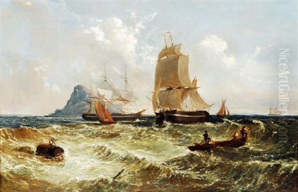 Seascape With Shipping Oil Painting by Arthur Joseph Meadows