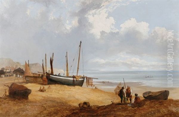 Shore Scene Oil Painting by Arthur Joseph Meadows