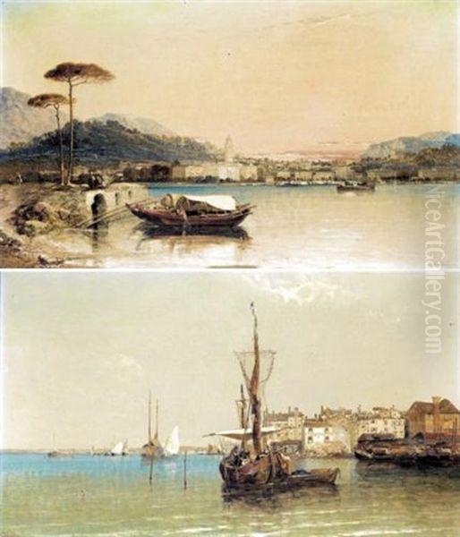 Bellagio, Lake Como (+ Chioggia, Venice; Pair) Oil Painting by Arthur Joseph Meadows