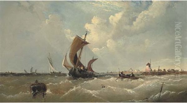 On The Maas, Holland Oil Painting by Arthur Joseph Meadows