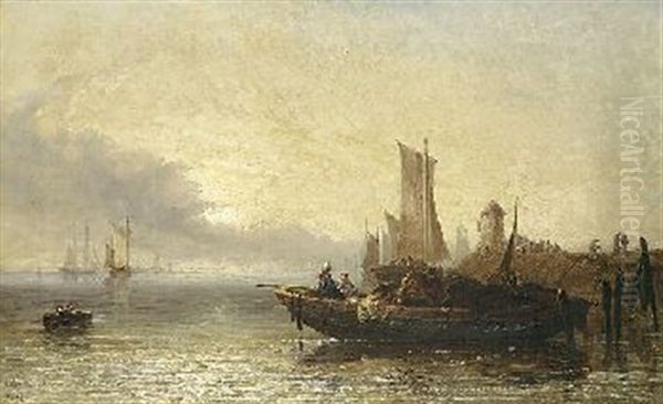 Hollandisches Segelboot Im Hafen Oil Painting by Arthur Joseph Meadows