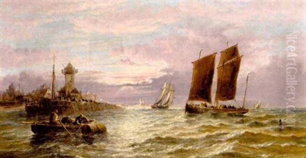 Belgian Coast Nr. Blankenburg, Evening Oil Painting by Arthur Joseph Meadows