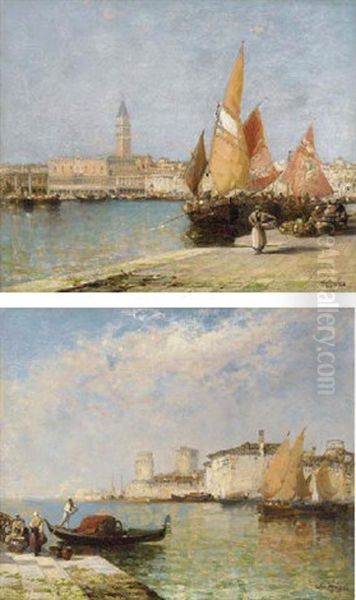 The Doge's Palace And Campanile, Venice Oil Painting by Arthur Joseph Meadows