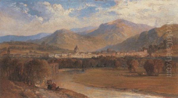 A View Of Lake Como, Italy Oil Painting by Arthur Joseph Meadows