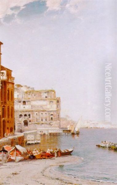 The Ruins Of The Palace Of Donna Anna, Naples Oil Painting by Arthur Joseph Meadows