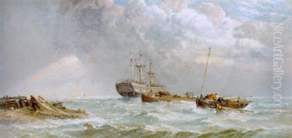 Salvaging The Wreck Oil Painting by Arthur Joseph Meadows