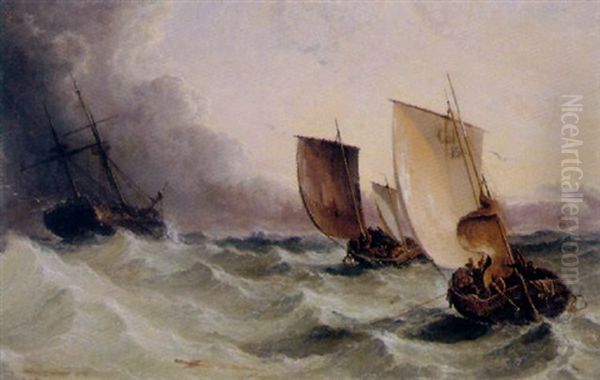 A Race For The Derelict Oil Painting by Arthur Joseph Meadows