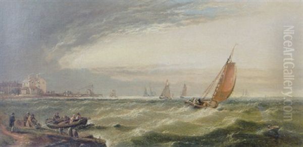 Off Thames Haven Oil Painting by Arthur Joseph Meadows