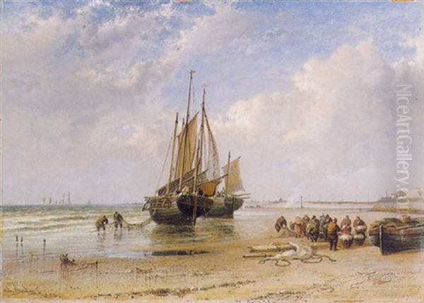 Calais Sands Looking Eastward Oil Painting by Arthur Joseph Meadows