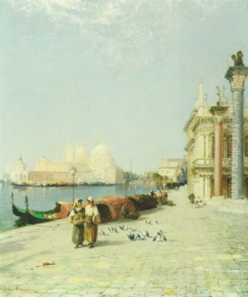 Venice, The Pigeons Of St. Mark's Oil Painting by Arthur Joseph Meadows