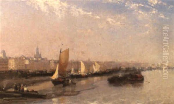 Bordeaux On The Garonne Oil Painting by Arthur Joseph Meadows